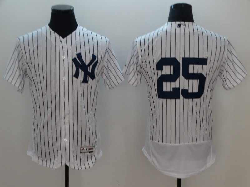 Men New York Yankees #25 No Name White Elite MLB Jerseys